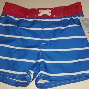 NWT Cat & Jack Blue/White Stripe 12mon Swim Trunks